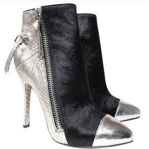 Silver and Black Ankle Boots